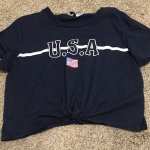 navy with white “usa” and tie bottom